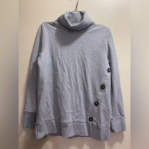 Soft Surroundings Langley Relaxed Cowl Neck Sweater Oversized Buttons Medium